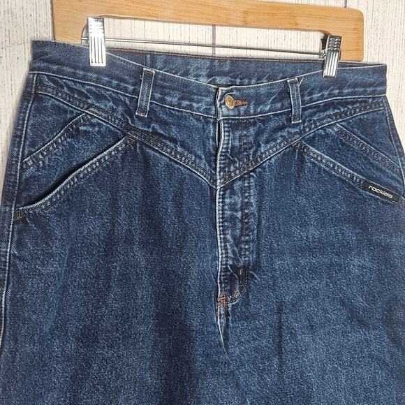 VTG Rocky Mountain Dark Wash Western High Rise Bareback Jeans, sz 30x35 - Picture 3 of 8